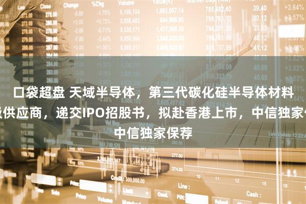 口袋超盘 天域半导体，第三代碳化硅半导体材料顶级供应商，递交IPO招股书，拟赴香港上市，中信独家保荐