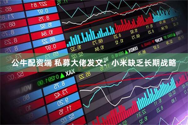 公牛配资端 私募大佬发文：小米缺乏长期战略